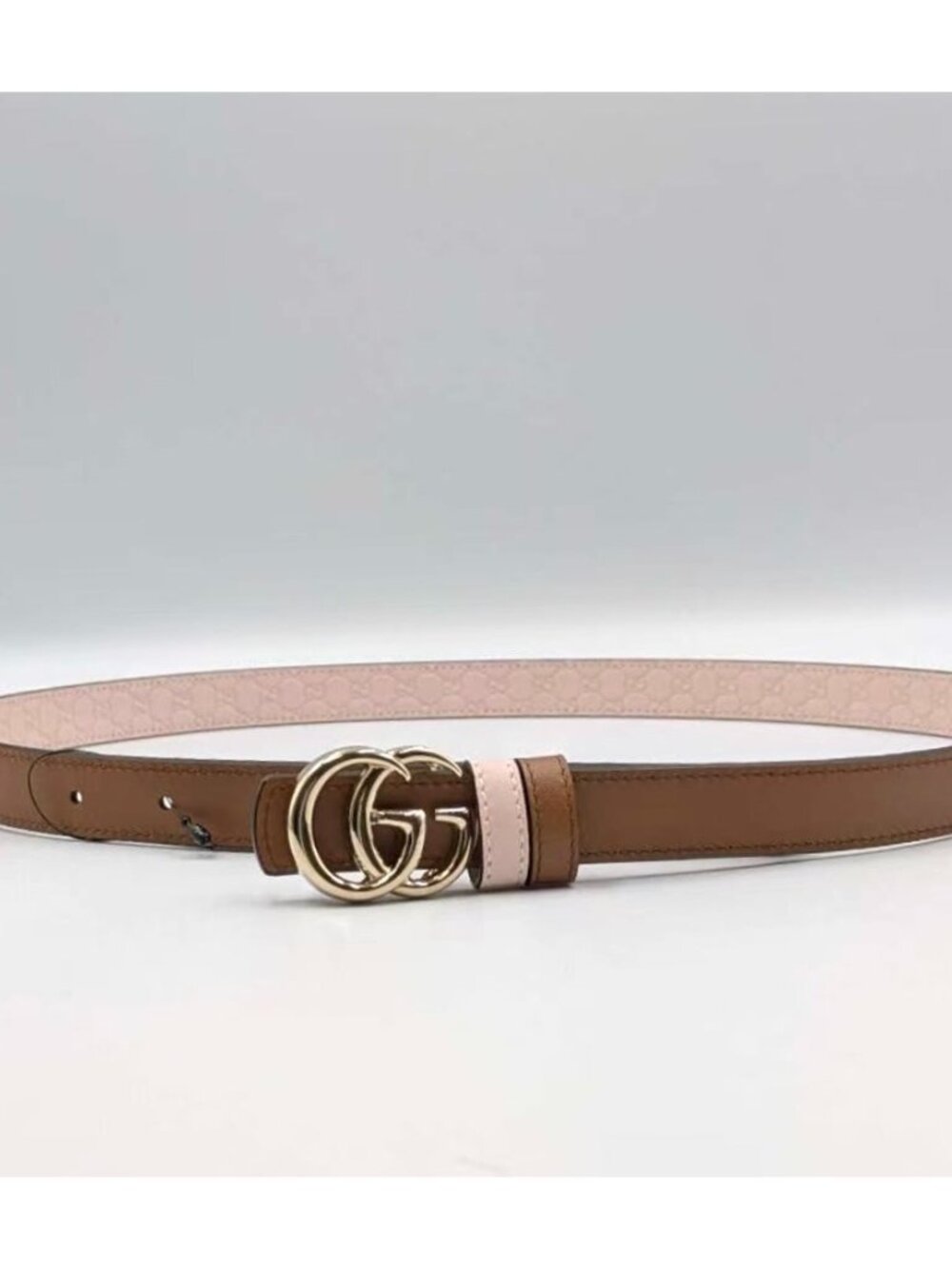 Gucci Women’s GG Marmont Reversible Thin Leather Belt Pink Brown 90cm 847132 - Picture 6 of 14